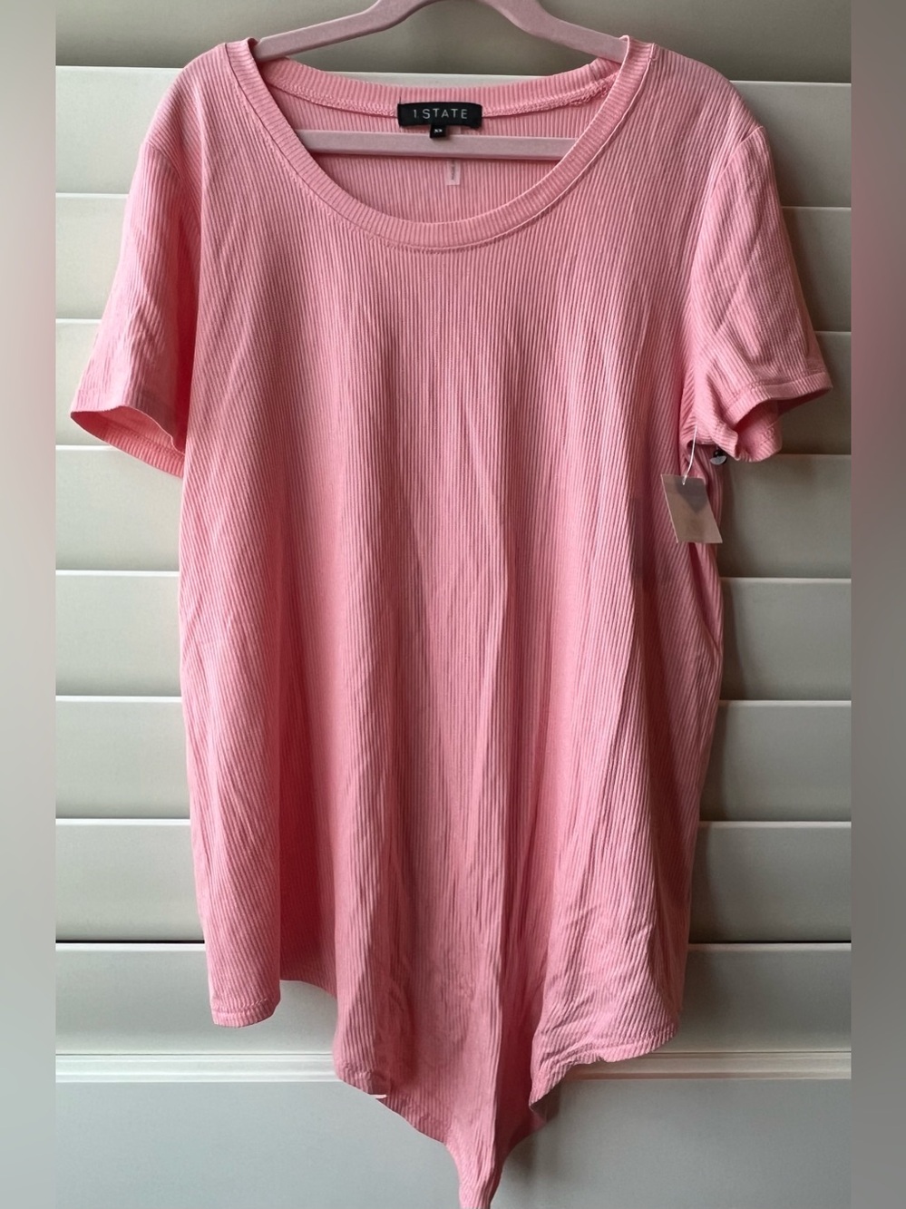 1. State New XS Pink Ribbed Short Sleeve Tee